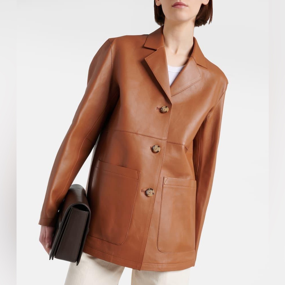 Leather Jacket w/ Notched Lapels